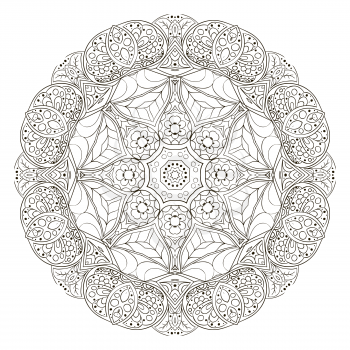 Mandala. Zentangl. Round ornament for creativity. Oriental motifs. Relax, meditation