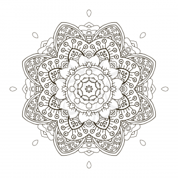 Oriental beautiful ornament. Mandala. Round. Hand drawing. Relax, yoga. Coloring