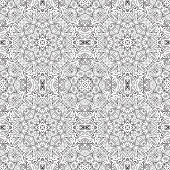 Seamless floral ethnic motives. Mandala Coloring. Zentangl relaxation. Hand drawn