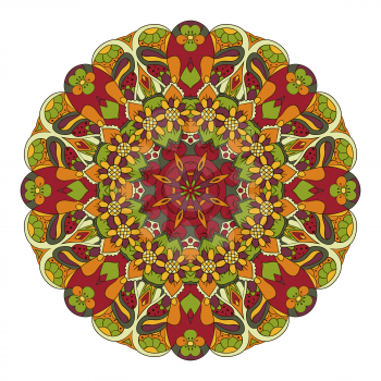 Mandala. Oriental pattern. Doodle drawing. Traditional round ornament. Turkey, Egypt, Islam. Relaxing picture. Red and orange