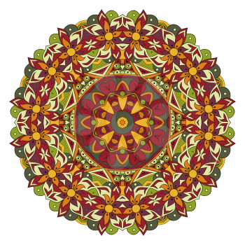 Mandala. Oriental pattern. Traditional round ornament. Turkey, Egypt, Islam. Relaxing picture. Red and orange colors