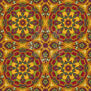 Mandala. Oriental pattern. Traditional seamless ornament. Turkey Egypt. Relaxing picture. Red and orange