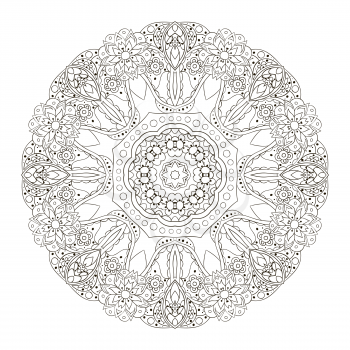 Mandala. Oriental pattern. Turkey, Egypt, Islam. Traditional round ornament. Doodle drawing. Relaxing picture coloring