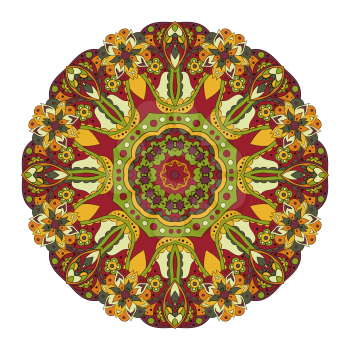 Mandala. Oriental pattern. Turkey, Egypt, Islam. Traditional round ornament. Doodle drawing. Relaxing picture. Red and orange