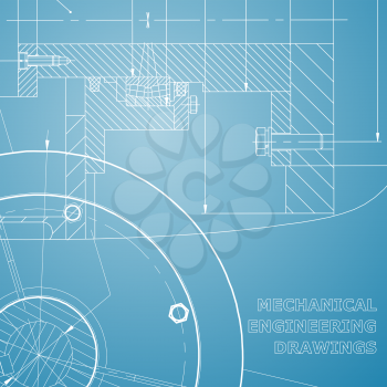 Backgrounds of engineering subjects. Technical illustration. Mechanical engineering. Technical design. Blue and white
