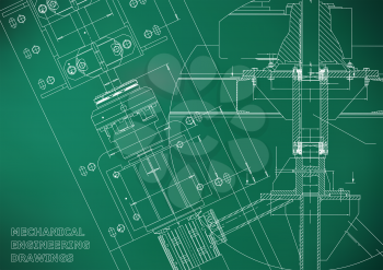 Blueprints. Mechanical engineering drawings. Technical Design. Cover. Banner. Light green
