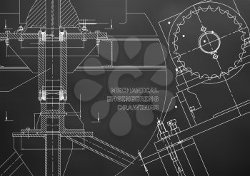 Engineering backgrounds. Technical. Mechanical engineering drawings. Blueprints. Black