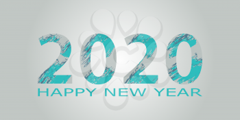 2020 typographic inscription on a gray background. Happy New Year 2020. Banner, flyer, Happy New Year