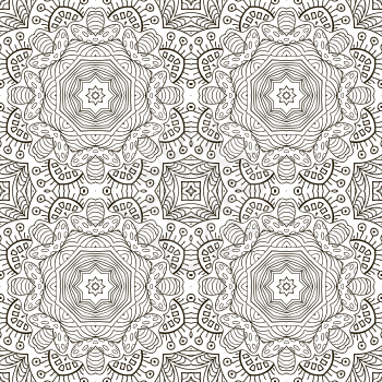 Seamless doodle pattern. Ethnic coloring motives
