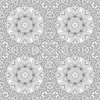 Seamless doodle pattern. Ethnic motives coloring