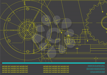 Vector drawing. Mechanical drawings on a gray background. Engineering