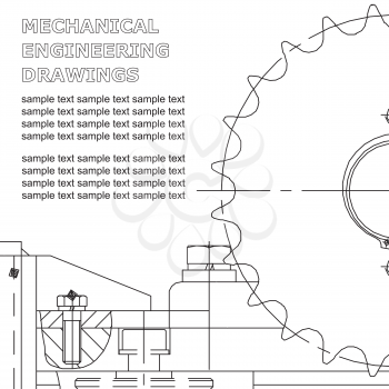 Mechanical engineering drawings on a white background. Vector