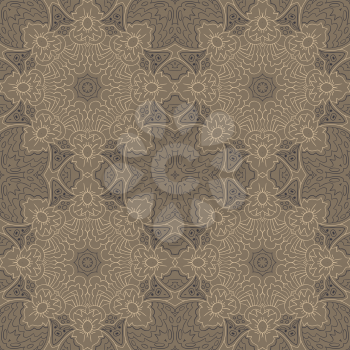 Mandala. Zentangl seamless ornament. Relax. Oriental pattern. Brown