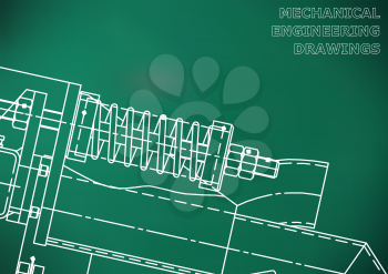 Mechanical engineering drawings. Background for inscription. Cover, Corporate Identity. Light green