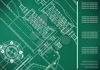Mechanical engineering drawings. Cover, Label, Background for inscription. Corporate Identity. Light green. Points