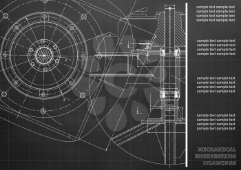 Mechanical engineering drawings. Vector engineering drawing. Black. Grid