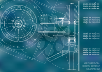 Mechanical engineering drawings. Vector engineering drawing. Blue