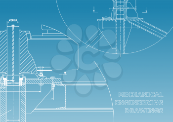 Mechanical engineering. Technical illustration. Background. Blue and white