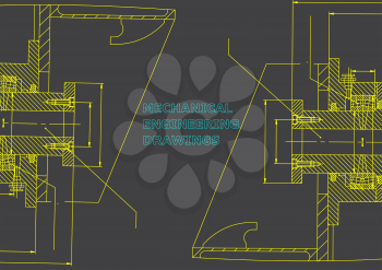 Mechanical engineering. Technical illustration. Backgrounds of engineering subjects. Gray