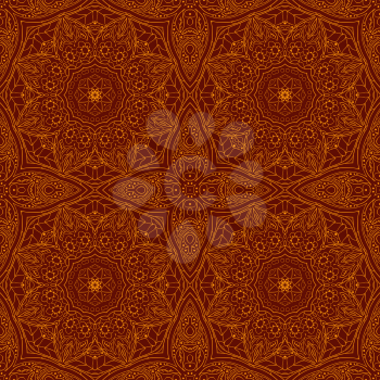 Seamless Mandala pattern. Seamless ornament for your creativity. Zentangl doodle pattern. Orange