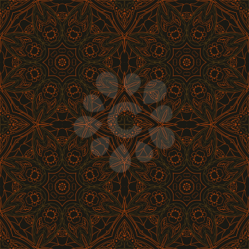Seamless Mandala. Zentangl. Seamless ornament for creativity. Oriental motifs. Relax, meditation. Flower. Brown