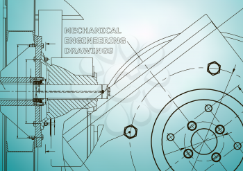 Technical illustration. Mechanical engineering. Background. Light blue