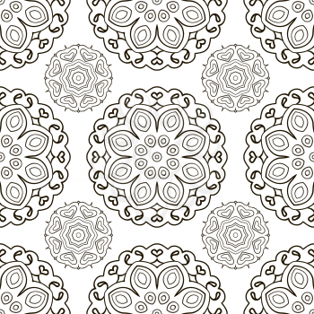 White and Black seamless doodle pattern, ethnic ornament. Hand drawn abstract background. Mandala motives