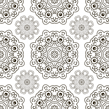 White and Black seamless doodle pattern, ethnic ornament. Hand drawn abstract background. Mandala motives. Pattern