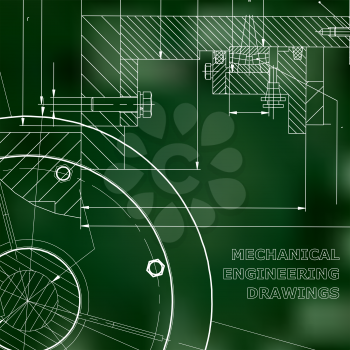 Backgrounds of engineering subjects. Technical illustration. Green background