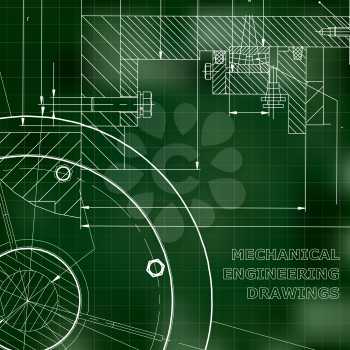 Backgrounds of engineering subjects. Technical illustration. Green background. Grid