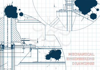 Mechanical engineering. Technical illustration. Background. Draft. Ink. Blots