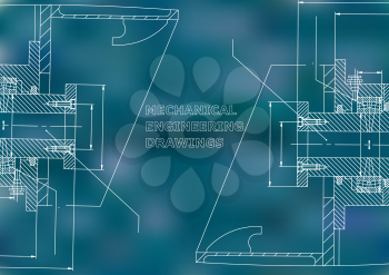 Mechanical engineering. Technical illustration. Backgrounds of engineering subjects. Blue background