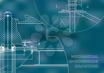 Mechanical engineering. Technical illustration. Blue background