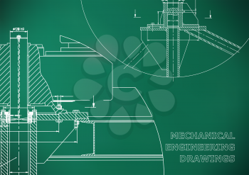 Mechanical engineering. Technical illustration. Light green background