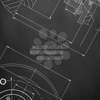 Mechanics. Technical design. Engineering style. Mechanical Corporate Identity. Black background. Grid