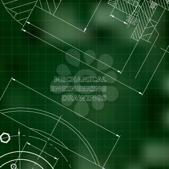 Mechanics. Technical design. Engineering style. Mechanical Corporate Identity. Green background. Grid