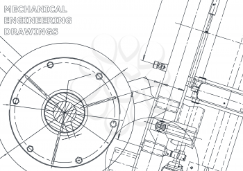 Cover, flyer, banner. Vector engineering illustration. Blueprint, background. Instrument-making drawings