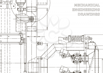 Machine-building industry. Instrument-making drawings. Computer aided design systems. Technical illustrations, backgrounds. Mechanical engineering drawing. Blueprint, diagram, plan, sketch