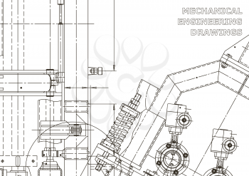 Mechanical instrument making. Technical abstract backgrounds. Technical illustration. Blueprint, cover, banner Vector engineering drawings