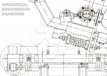 Mechanical instrument making. Technical illustration. Blueprint, cover, banner. Vector engineering drawings