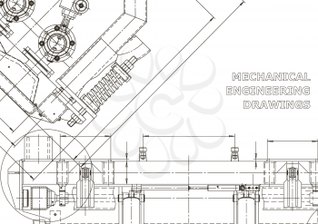 Mechanical instrument making. Technical illustration. Vector engineering drawings. Technical abstract backgrounds. Blueprint, cover, banner