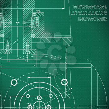 Mechanics. Technical design. Engineering style. Cover, flyer, banner. Corporate Identity. Light green background. Points