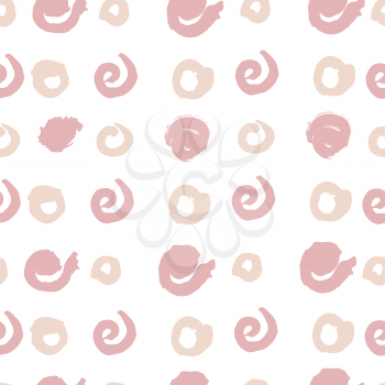 Seamless pattern. Hand drawing. Acrylic paints, brushes. Background for your creativity. Modern background. Circles, spots, points. Pastel Pink