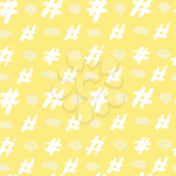 Seamless pattern. Hand drawing. Acrylic paints, brushes. Background for your creativity. Modern background. Hash tag. hash sign. Yellow Tones