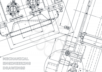 Sketch. Vector engineering illustration. Cover, flyer, banner, background. Instrument-making drawings. Mechanical engineering drawing Technical illustrations background