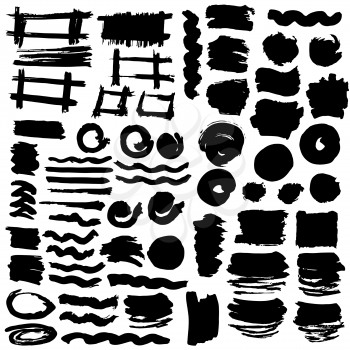 Vector design elements. Black stripes, grunge. Handmade. Original textures, hand drawing. Brushes, frames for text, backgrounds