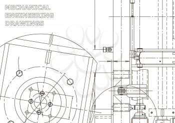 Vector engineering illustration. Instrument-making drawings. Mechanical engineering drawing. Computer aided design systems. Technical illustrations