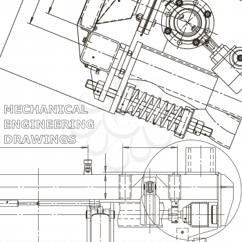 Blueprint, scheme, plan, sketch. Technical illustrations, backgrounds. Machine industry. Corporate Identity