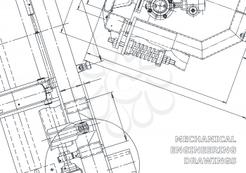Blueprint. Vector engineering drawings. Mechanical instrument making. Technical background