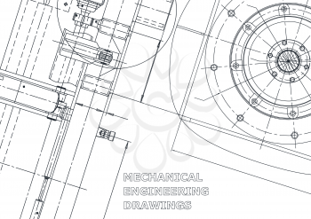 Blueprint. Vector engineering illustration. Cover, flyer, banner, background. Instrument-making drawings. Mechanical engineering drawing. Technical illustration